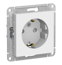 Розетка Systeme Electric ATLASDESIGN, скрытый монтаж, с заземлением, со шторками, винтовые клеммы, белый