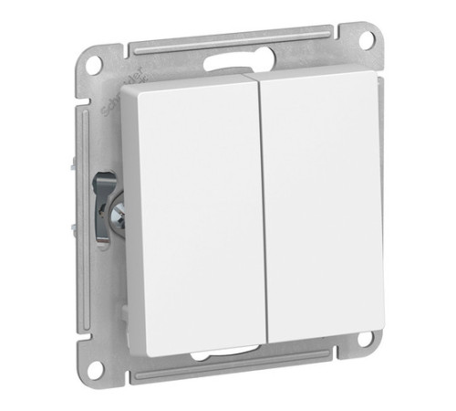 Переключатель 2-клавишный Systeme Electric ATLASDESIGN, скрытый монтаж, белый