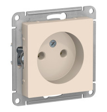Розетка Systeme Electric ATLASDESIGN, скрытый монтаж, без заземления, винтовые клеммы, бежевый