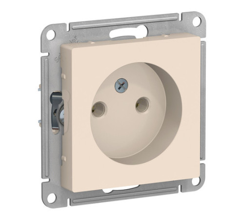 Розетка Systeme Electric ATLASDESIGN, скрытый монтаж, без заземления, винтовые клеммы, бежевый