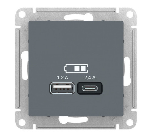 Розетка 2xUSB Systeme Electric ATLASDESIGN, грифель