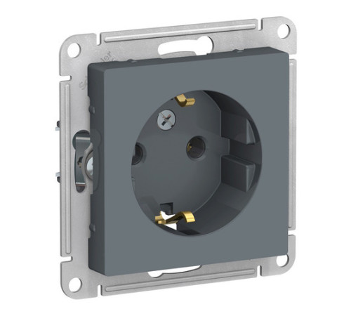 Розетка Systeme Electric ATLASDESIGN, скрытый монтаж, с заземлением, винтовые клеммы, грифель