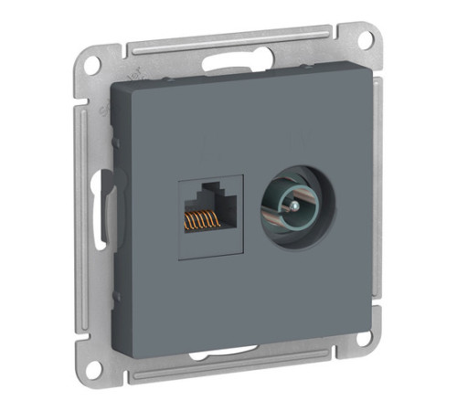 Розетка TV+RJ45 Cat.5 Systeme Electric ATLASDESIGN, оконечная, грифель