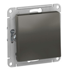 Выключатель 1-клавишный кнопочный Systeme Electric ATLASDESIGN, скрытый монтаж, сталь