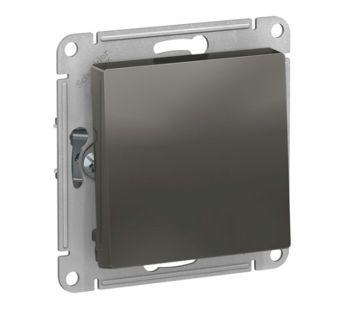 Выключатель 1-клавишный кнопочный Systeme Electric ATLASDESIGN, скрытый монтаж, сталь