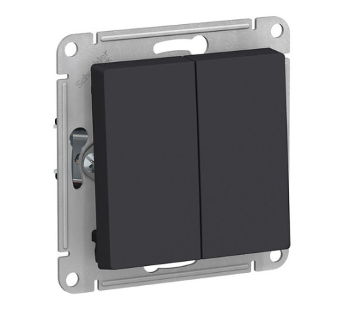 Переключатель 2-клавишный Systeme Electric ATLASDESIGN, скрытый монтаж, карбон