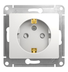 Розетка Systeme Electric GLOSSA, скрытый монтаж, с заземлением, со шторками, белый