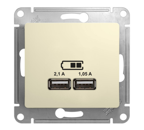 Розетка 2xUSB Systeme Electric GLOSSA, бежевый