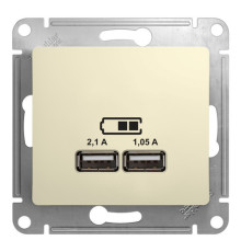 Розетка 2xUSB Systeme Electric GLOSSA, бежевый