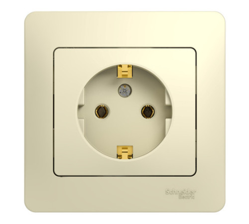 Розетка Systeme Electric GLOSSA, скрытый монтаж, с заземлением, бежевый