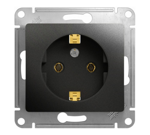 Розетка Systeme Electric GLOSSA, скрытый монтаж, с заземлением, антрацит