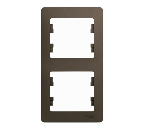Рамка 2 поста Systeme Electric GLOSSA, вертикальная, шоколад