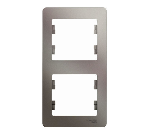 Рамка 2 поста Systeme Electric GLOSSA, вертикальная, платина