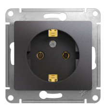 Розетка Systeme Electric GLOSSA, скрытый монтаж, с заземлением, графит