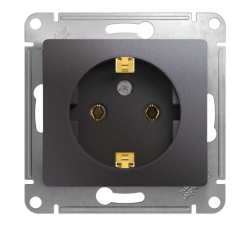 Розетка Systeme Electric GLOSSA, скрытый монтаж, с заземлением, графит