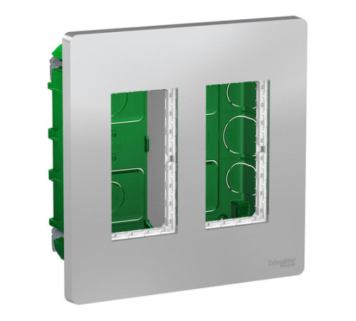 UNICA SYSTEM+ БЛОК скрытой установки 2х2 АЛЮМИНИЙ