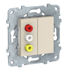 Розетка 3RCA Schneider Electric UNICA NEW, бежевый
