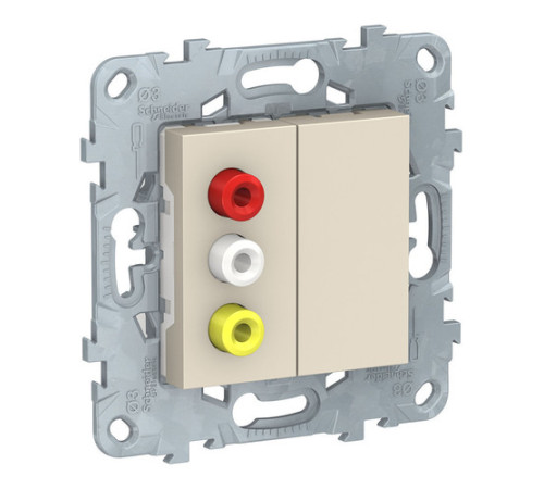 Розетка 3RCA Schneider Electric UNICA NEW, бежевый