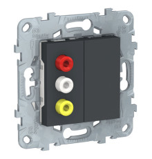 Розетка 3RCA Schneider Electric UNICA NEW, антрацит