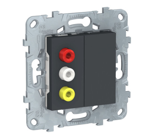 Розетка 3RCA Schneider Electric UNICA NEW, антрацит