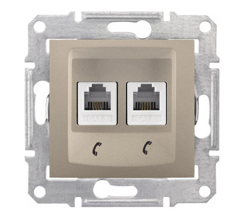 Розетка двойная телефонная RJ11 Schneider Electric SEDNA, титан