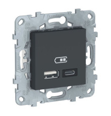 Розетка USB Schneider Electric UNICA NEW, скрытый монтаж, антрацит, NU501854