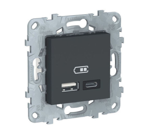 Розетка USB Schneider Electric UNICA NEW, скрытый монтаж, антрацит, NU501854