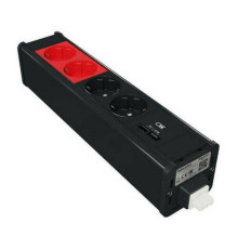 Unica System+ Блок 2хРозетка БЕЛАЯ + 2хРозетка КРАСНАЯ + 2хUSB типа A//C АНТРАЦИТ