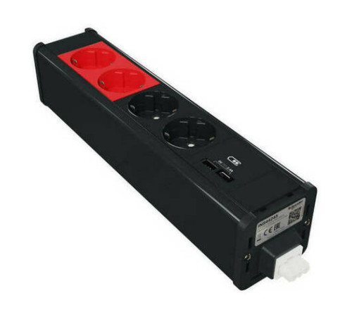 Unica System+ Блок 2хРозетка БЕЛАЯ + 2хРозетка КРАСНАЯ + 2хUSB типа A//C АНТРАЦИТ