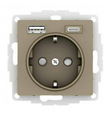 ATLASDESIGN РОЗЕТКА 16А c 2 USB A+C, 5В//2,4А//3,0А, 2х5В//1,5А, механизм, ШАМПАНЬ