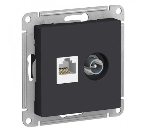 Розетка TV+RJ45 Cat.5 Systeme Electric ATLASDESIGN, оконечная, карбон