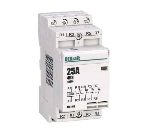 Модульный контактор DEKraft МК-103 4НЗ 25А 230В AC, 18070DEK