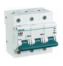 Автоматический выключатель DekRaft ВА-101, 3 полюса, 80А, С, 10 кА