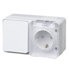 AtlasDesign Profi54 БЛОК: РОЗ. з/к со шт. 16А 250B, ВЫКЛ.1-клав.10А, БЕЛЫЙ