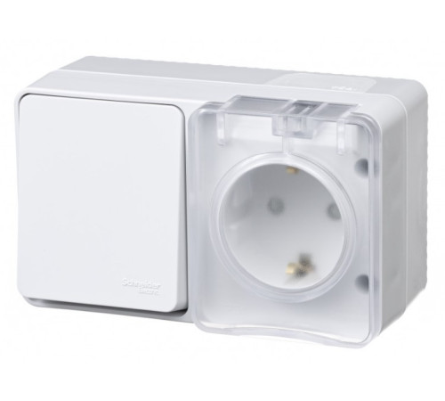 AtlasDesign Profi54 БЛОК: РОЗ. з/к со шт. 16А 250B, ВЫКЛ.1-клав.10А, БЕЛЫЙ