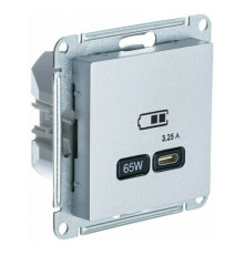 Розетка USB type C Systeme Electric ATLASDESIGN, скрытый монтаж, алюминий, ATN000327