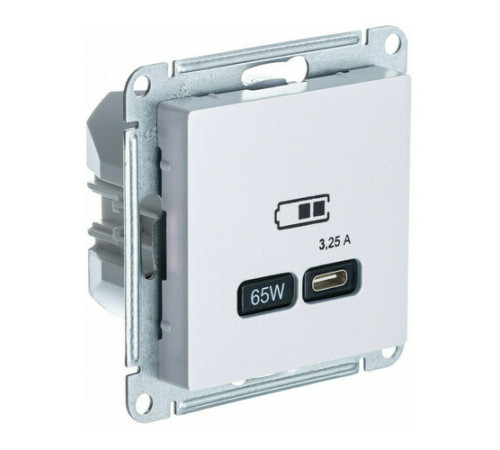 Розетка USB type C Systeme Electric ATLASDESIGN, скрытый монтаж, жемчуг, ATN000427