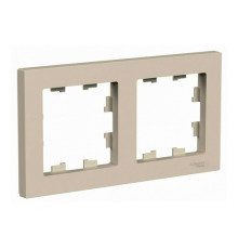 Рамка 2 поста Systeme Electric ATLASDESIGN, горизонтальная, песочный, ATN001202