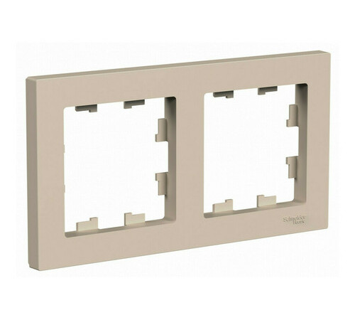 Рамка 2 поста Systeme Electric ATLASDESIGN, горизонтальная, песочный, ATN001202