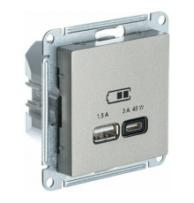 Розетка USB+USB type C Systeme Electric ATLASDESIGN, скрытый монтаж, шампань, ATN000529