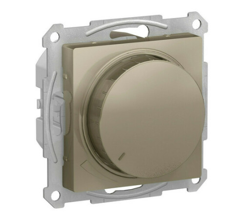 Светорегулятор (диммер) 10-400 Вт/ВА, для LED 3-150 Вт/ВА поворотно-нажимной, ATLASDESIGN, шампань