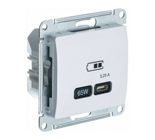 Розетка USB type C Systeme Electric GLOSSA, скрытый монтаж, белый, GSL000127