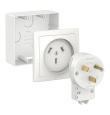BLANCA СИЛОВОЙ КОМПЛЕКТ 32 А, 250 В: розетка, вилка, подъемная коробка, БЕЛЫЙ