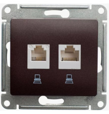 Розетка двойная компьютерная RJ45 Cat.5 Systeme Electric GLOSSA, шоколад