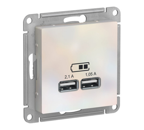 Розетка 2xUSB Systeme Electric ATLASDESIGN, жемчуг