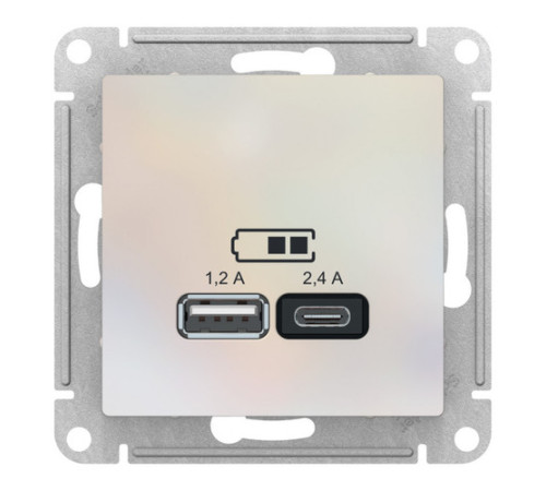 Розетка 2xUSB Systeme Electric ATLASDESIGN, жемчуг