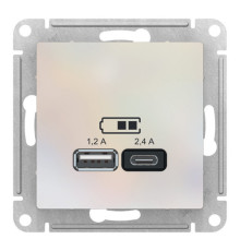 Розетка 2xUSB Systeme Electric ATLASDESIGN, жемчуг