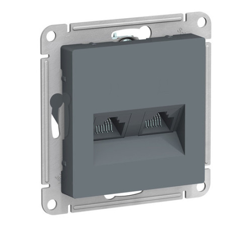 Розетка компьютерная 2xRJ45 Cat.5 Systeme Electric ATLASDESIGN, грифель