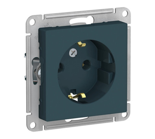Розетка Systeme Electric ATLASDESIGN, скрытый монтаж, с заземлением, изумруд