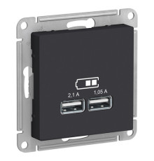 Розетка 2xUSB Systeme Electric ATLASDESIGN, карбон